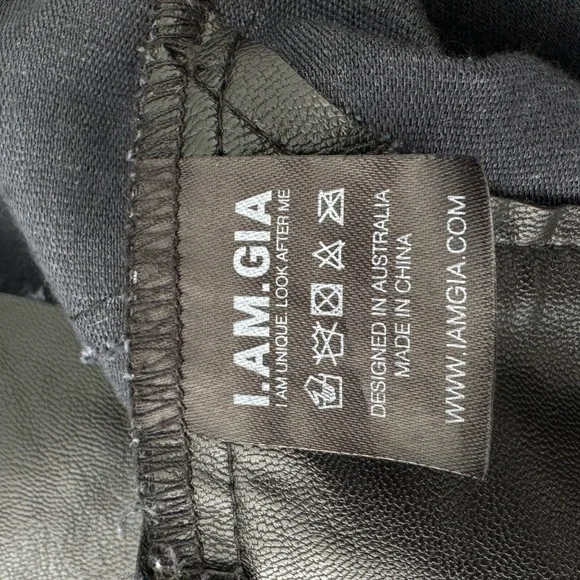 I.AM.GIA Black Pants Women's M Faux Leather Wide Leg Trousers Flare - Picture 6 of 6